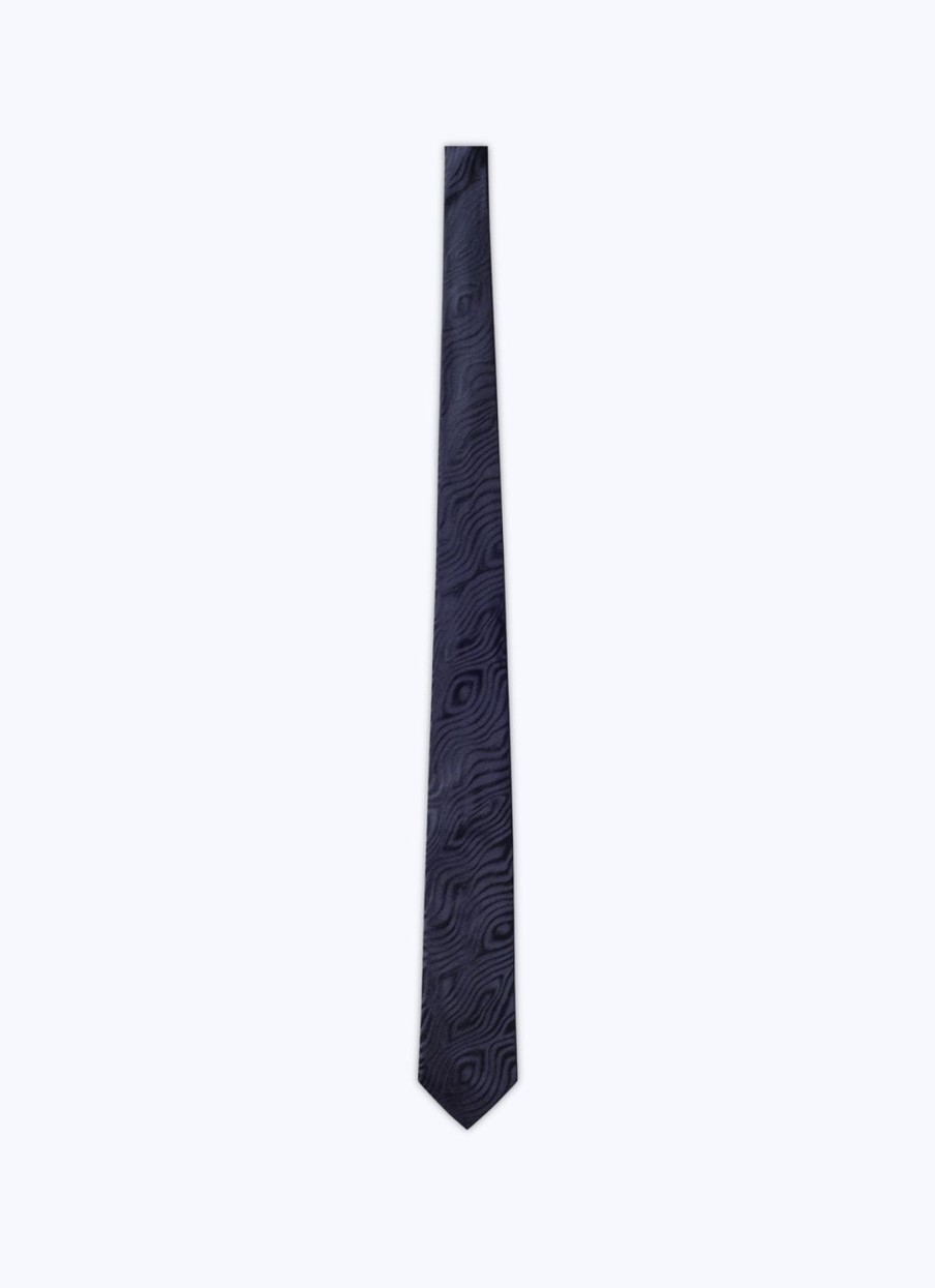 Ties | De Fursac Silk Jacquard Tie Navy Blue