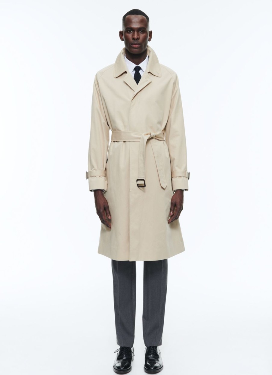 Outerwear | De Fursac Cotton Serge Long Coat With Belt Beige