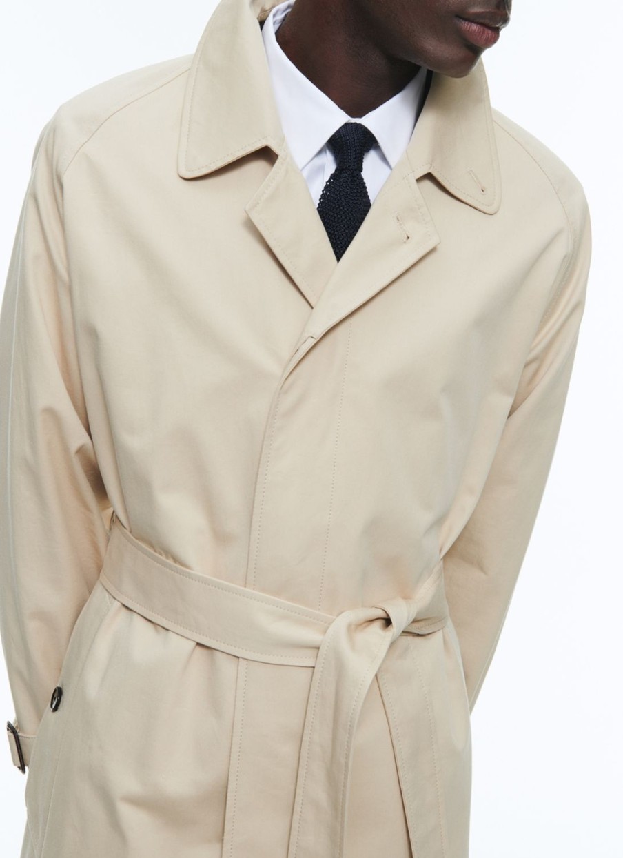 Outerwear | De Fursac Cotton Serge Long Coat With Belt Beige