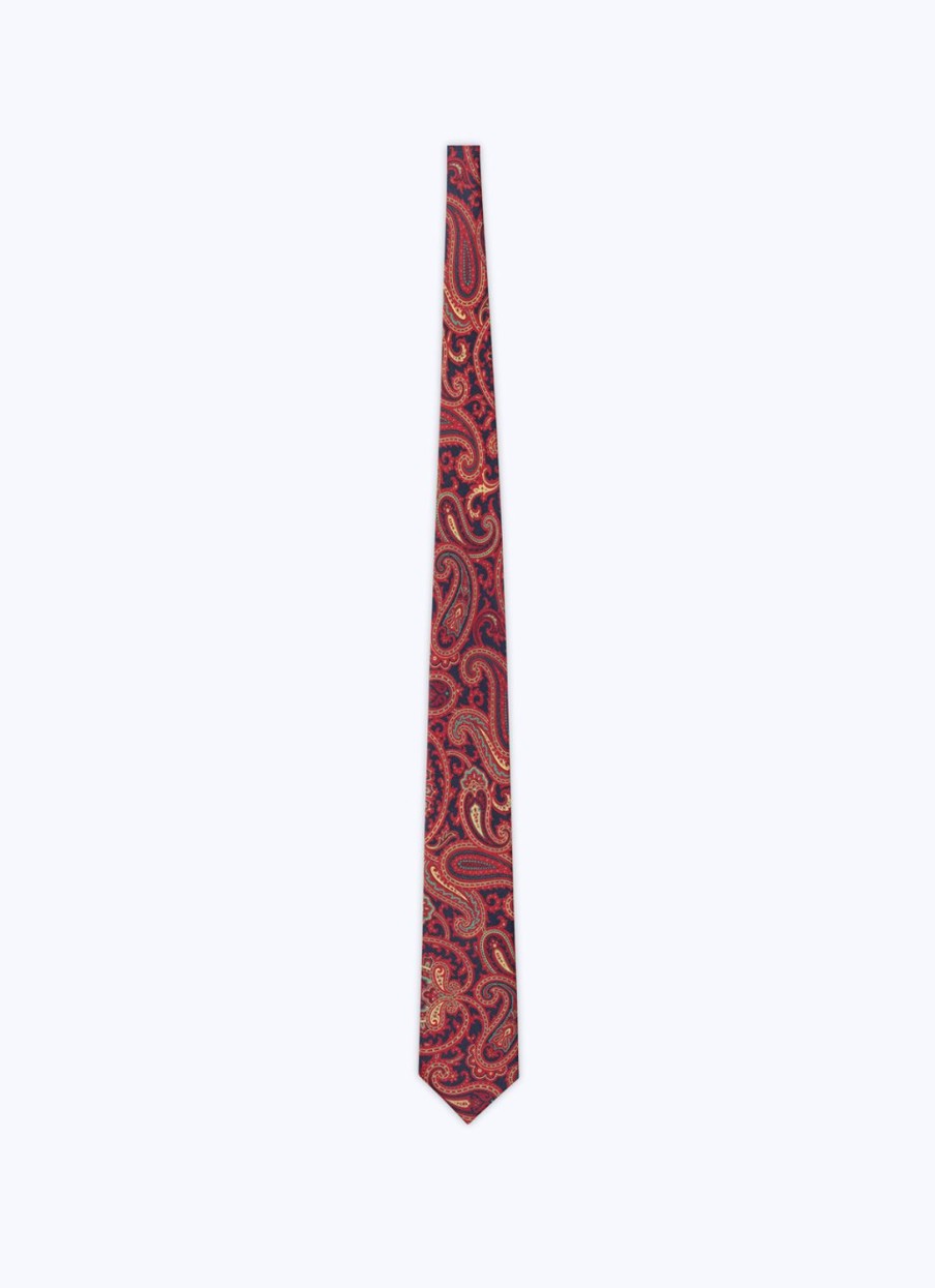 Ties | De Fursac Silk Satin Tie Burgundy - Paisley Print