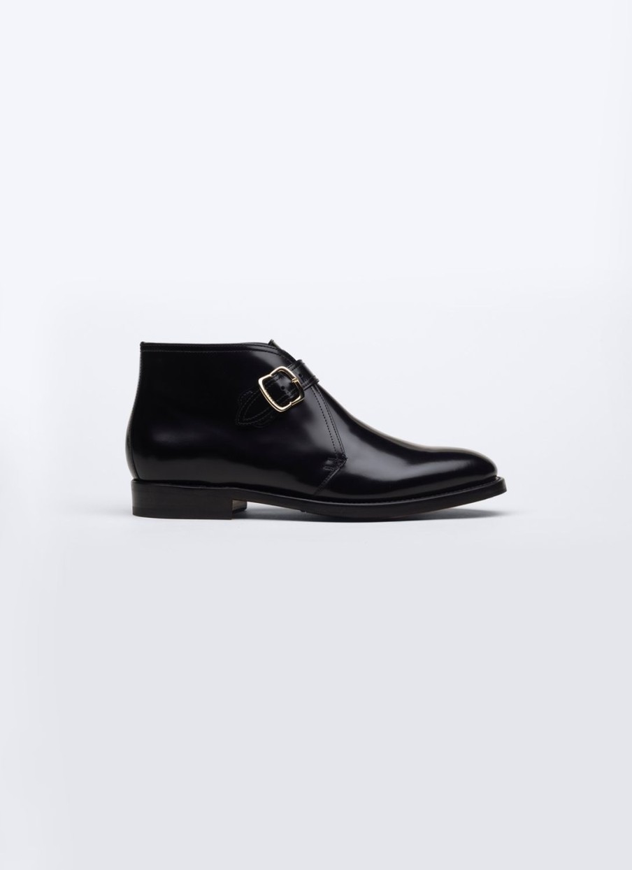 Shoes | De Fursac Leather Buckle Ankle Boots Black