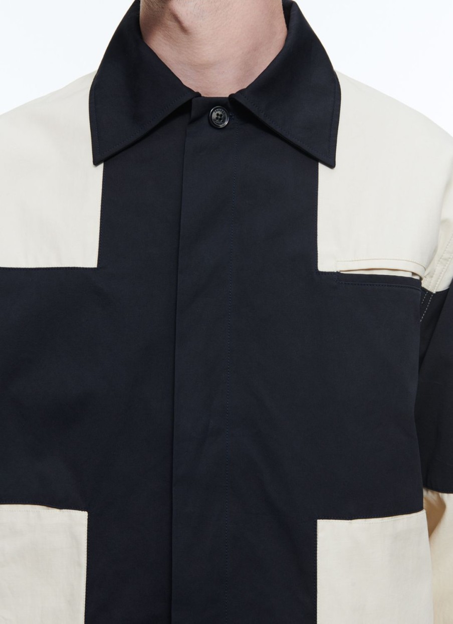 Outerwear | De Fursac Water-Repellent Canvas Jacket Beige And Navy Blue