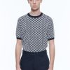 Polos & T-Shirts | De Fursac Cotton Mesh T-Shirt With Pattern Navy Blue - Ropes Pattern