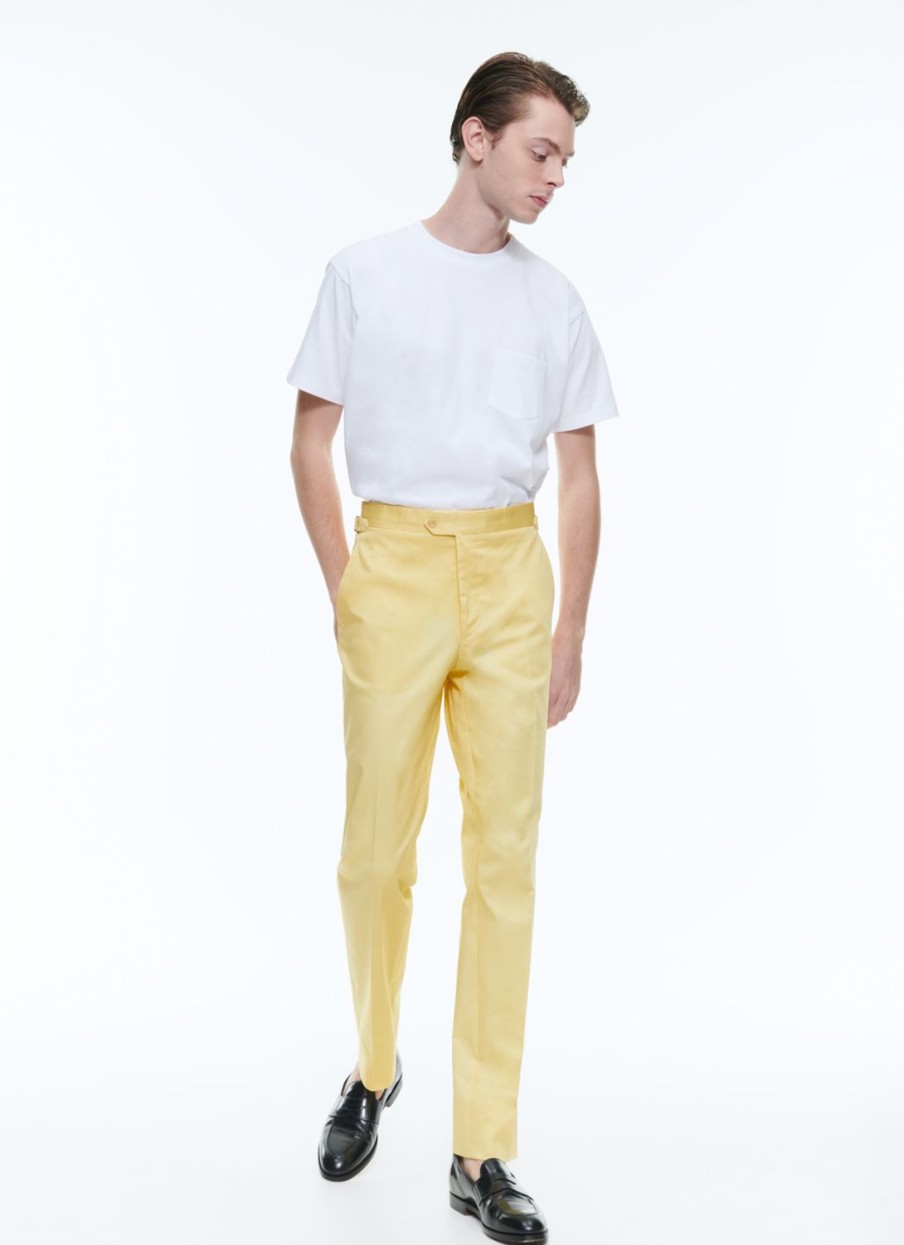 Trousers | De Fursac Organic Cotton Fitted Chino Pants Pale Yellow