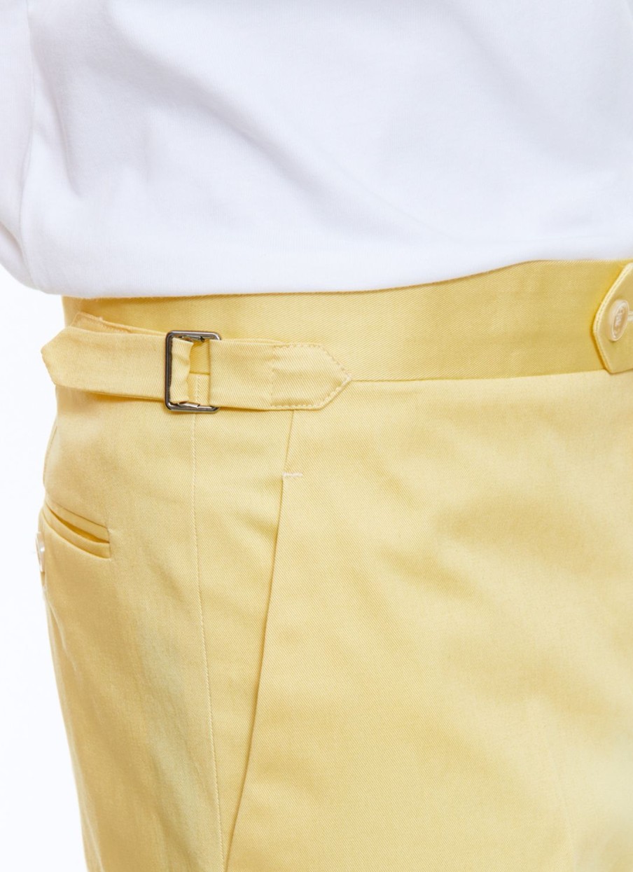 Trousers | De Fursac Organic Cotton Fitted Chino Pants Pale Yellow