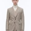 Blazers | De Fursac Wool Fitted Jacket With Herringbone String-Like Beige - Herringbone Pattern