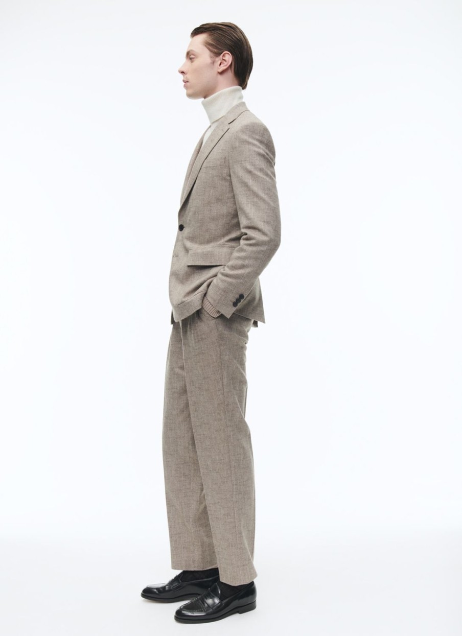 Blazers | De Fursac Wool Fitted Jacket With Herringbone String-Like Beige - Herringbone Pattern