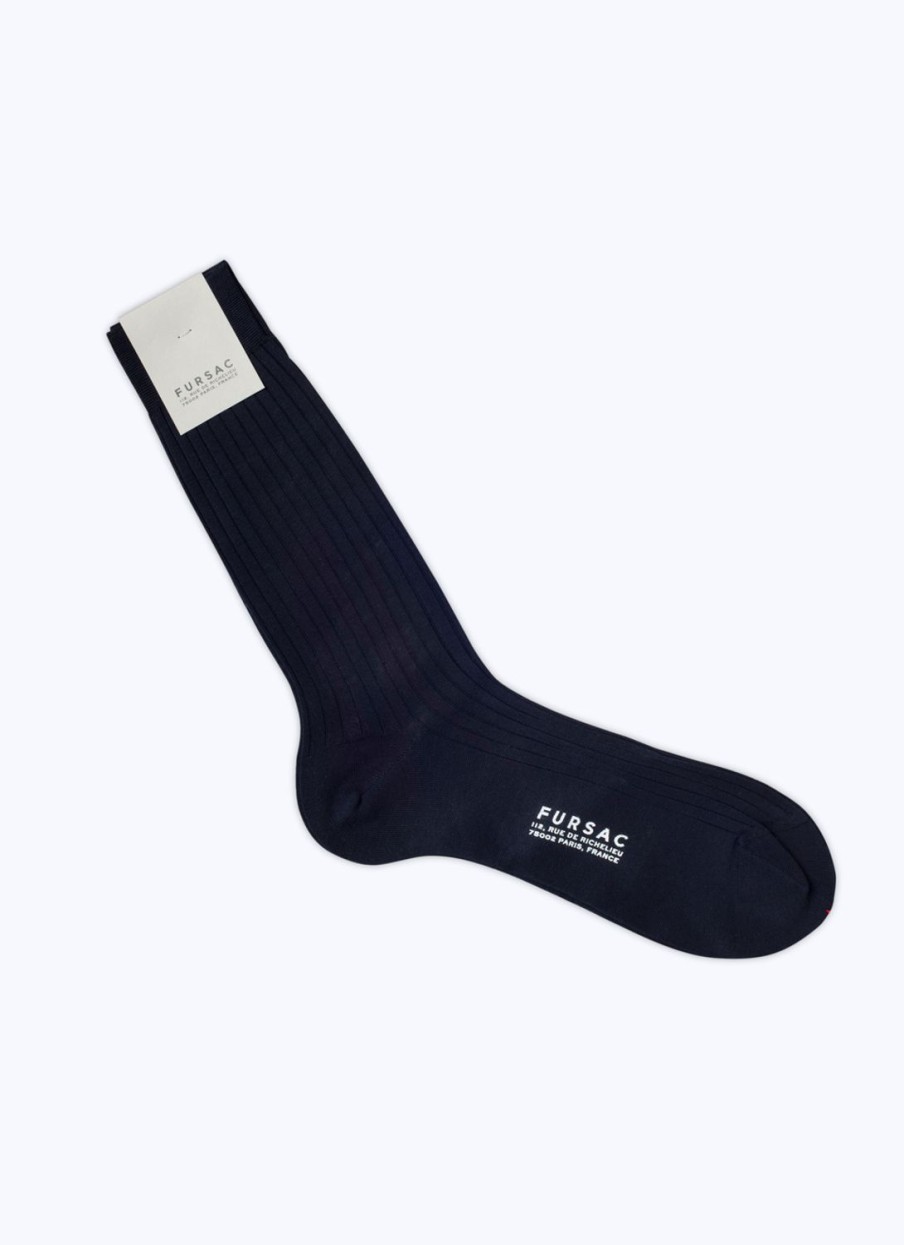 Homewear | De Fursac Ribbed Eyptian Cotton Socks Navy Blue