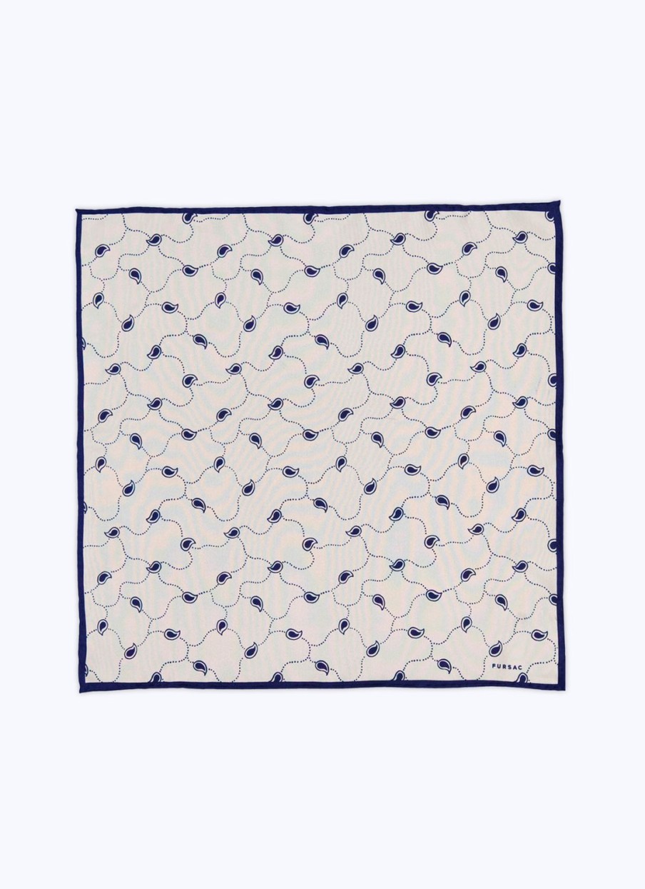 Others | De Fursac Silk Pocket Square With Print Ecru