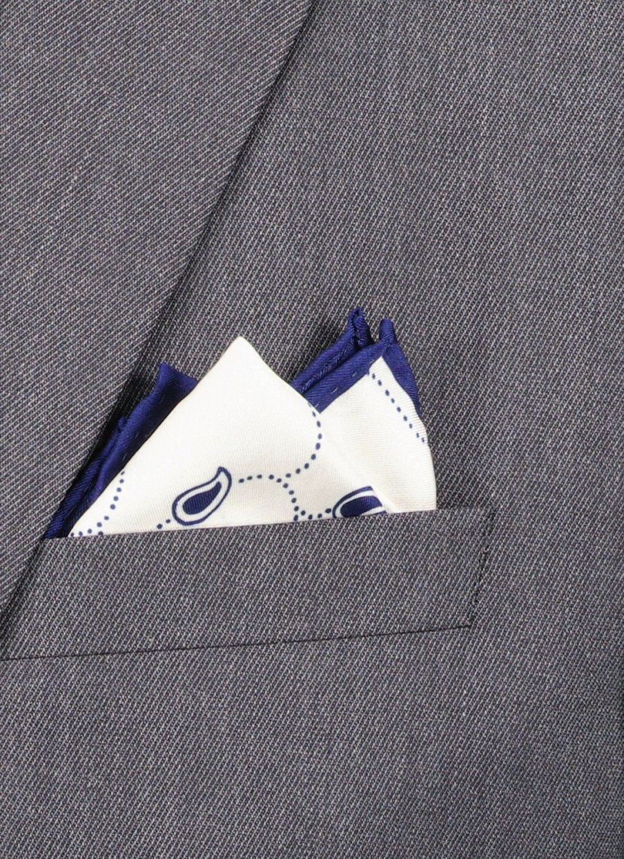 Others | De Fursac Silk Pocket Square With Print Ecru