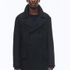 Outerwear | De Fursac Woolen Cloth Pea Coat Navy Blue