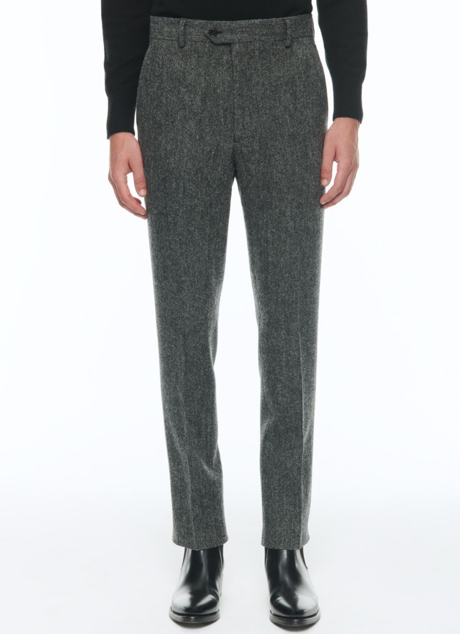 Trousers | De Fursac Virgin Wool Tweed Fitted Trousers Grey