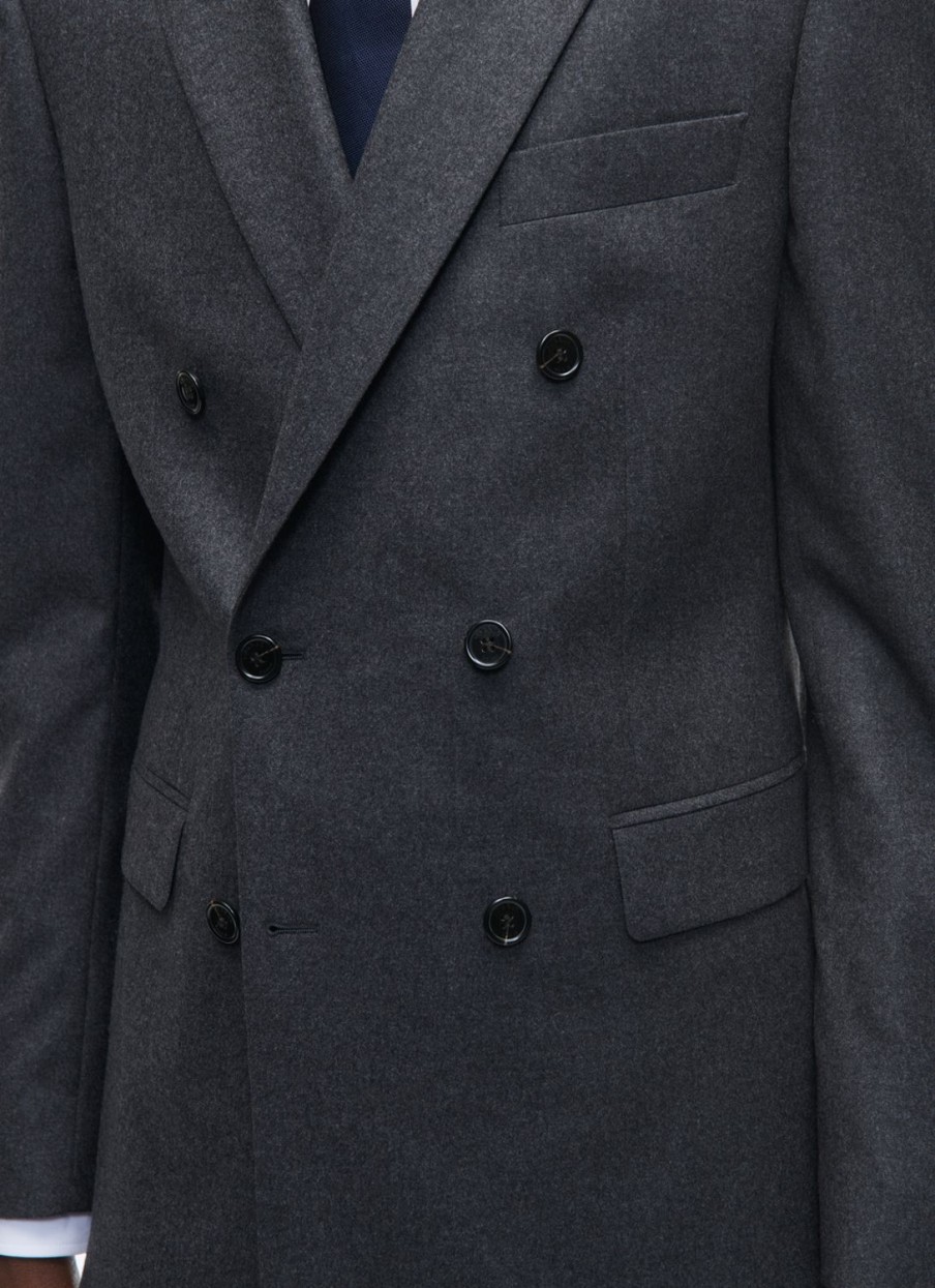 Blazers | De Fursac Wool Flannel Double-Breasted Jacket Charcoal Grey