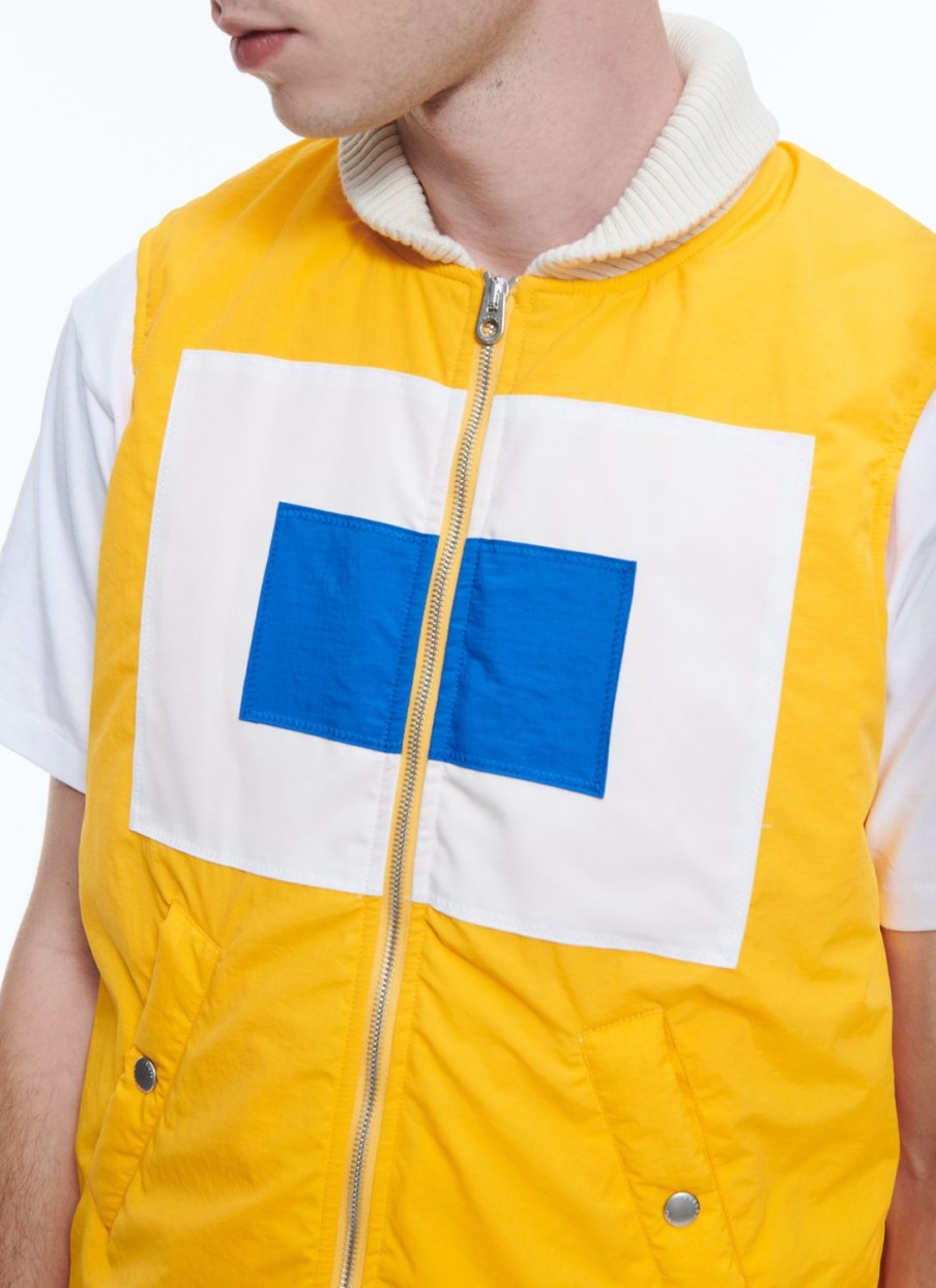 Outerwear | De Fursac Canvas Sleeveless Down Jacket Yellow - Flag Pattern