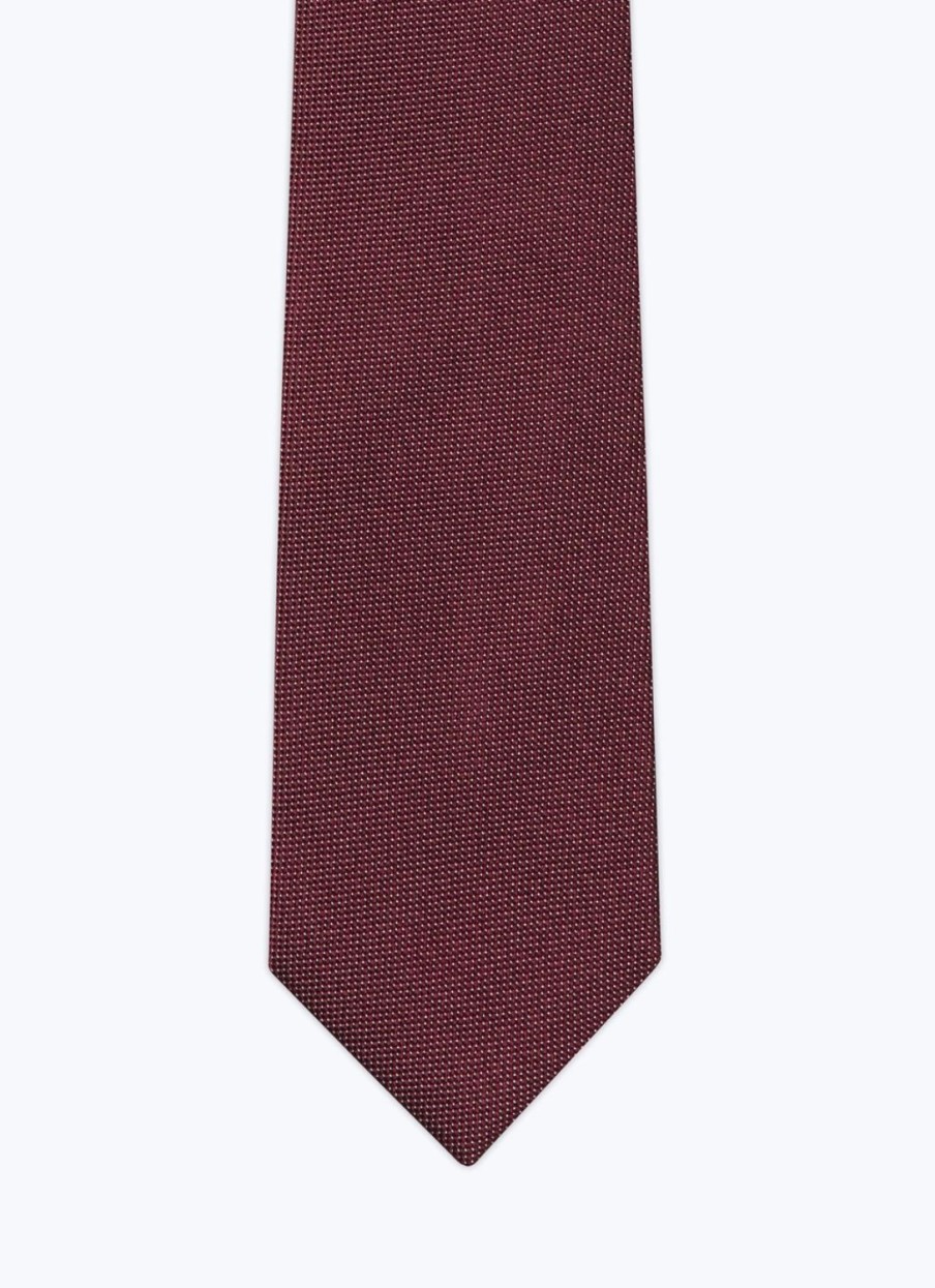 Ties | De Fursac Burgundy Silk Jacquard Tie Burgundy - Dotted Swiss