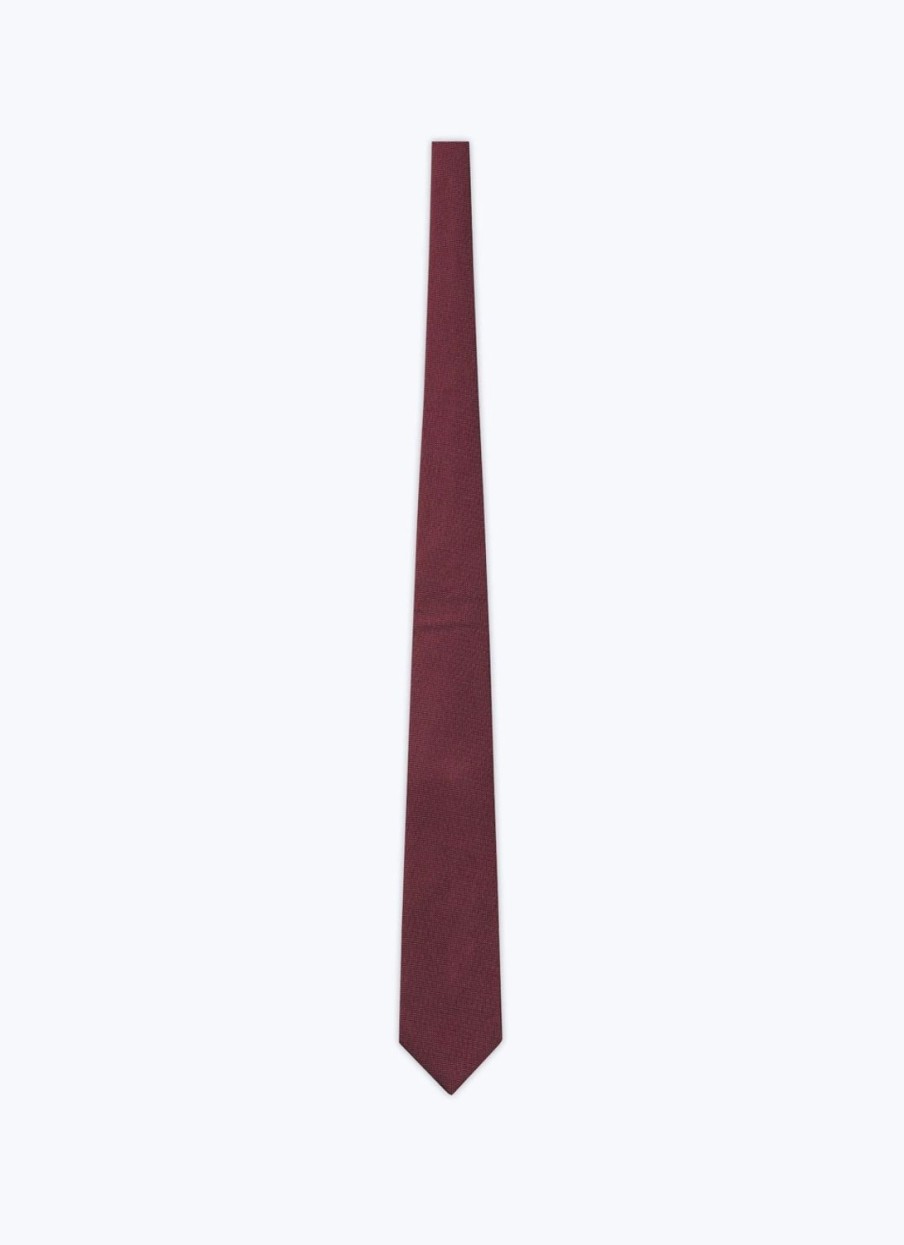 Ties | De Fursac Burgundy Silk Jacquard Tie Burgundy - Dotted Swiss