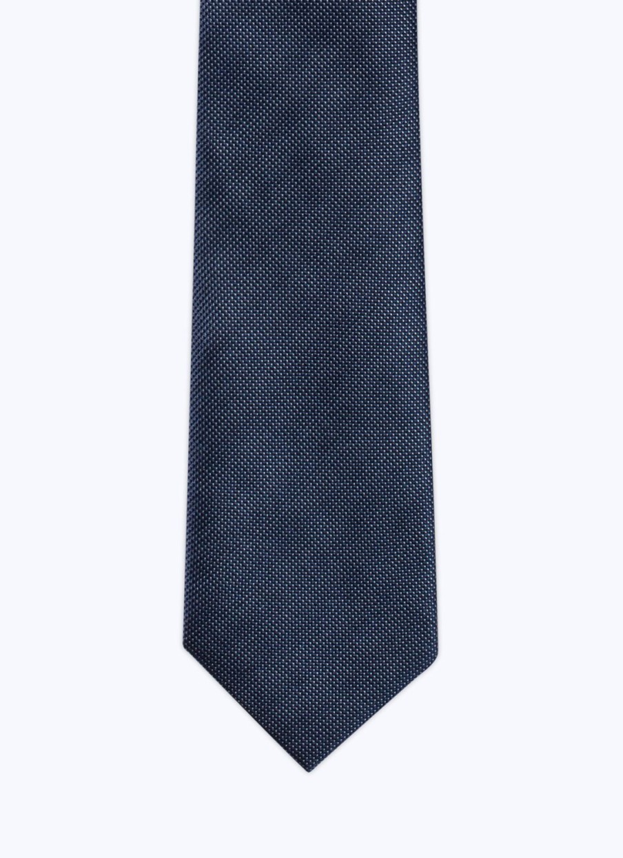 Ties | De Fursac Micro Weaved Silk Tie Navy Blue