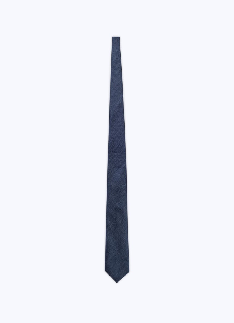 Ties | De Fursac Micro Weaved Silk Tie Navy Blue