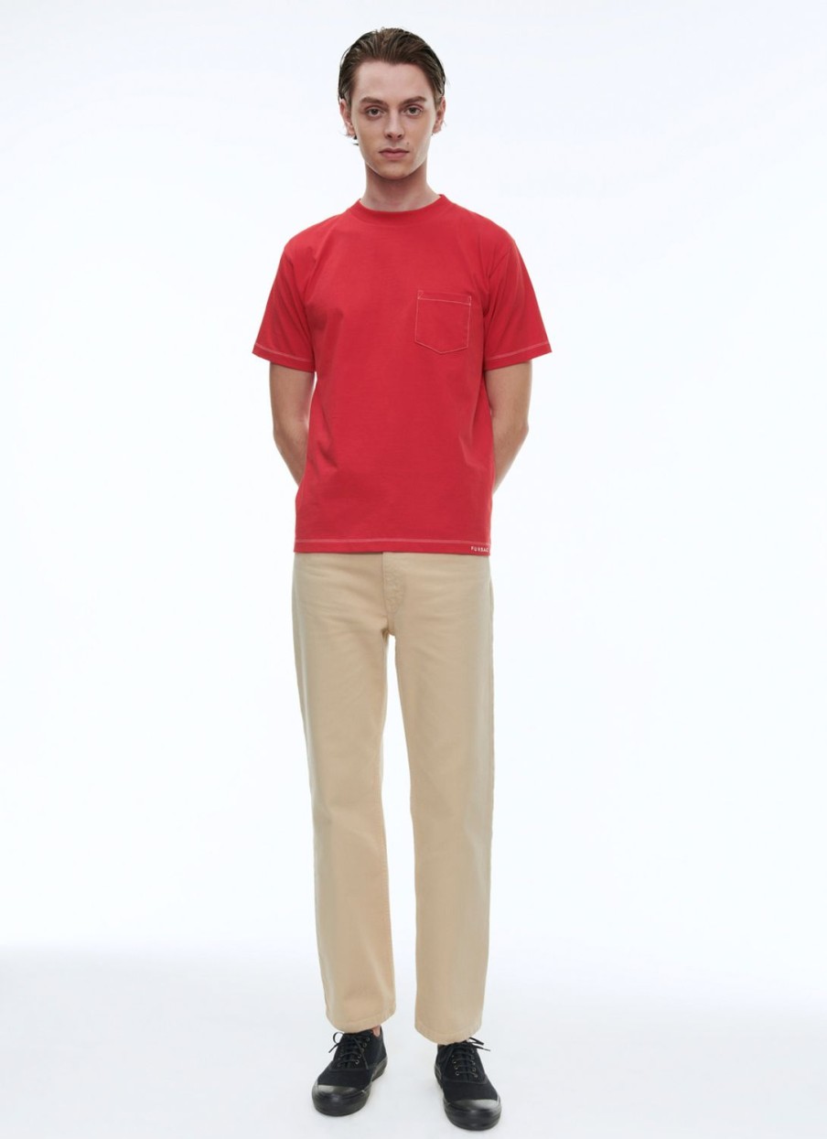 Polos & T-Shirts | De Fursac Organic Cotton Jersey Embroided T-Shirt Red - Fursac Embroidery