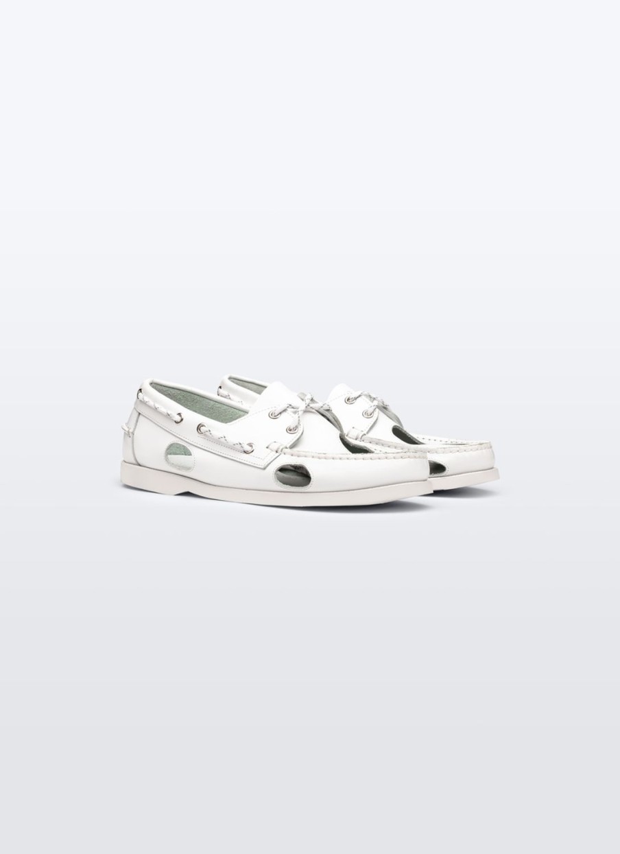 Shoes | De Fursac Openwork Leather Boat Shoes White