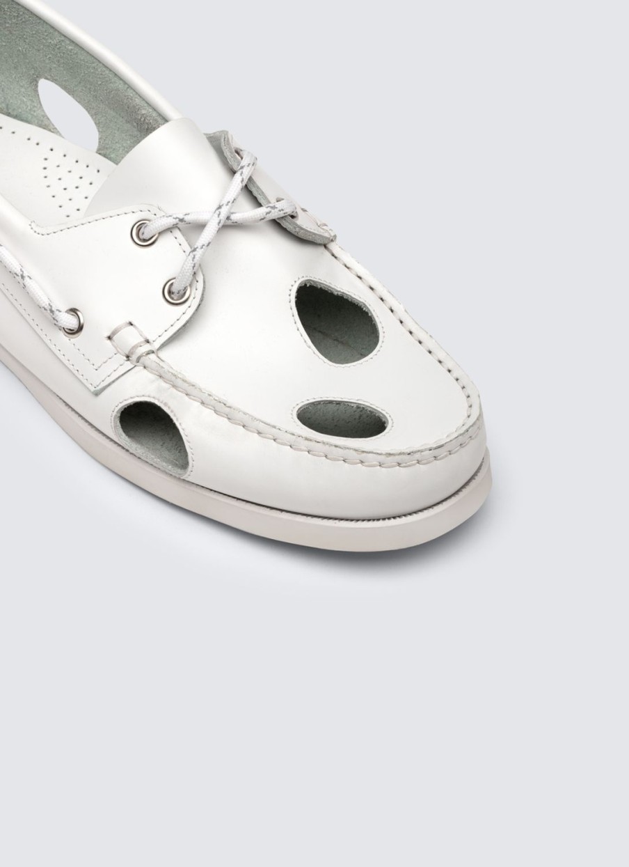 Shoes | De Fursac Openwork Leather Boat Shoes White