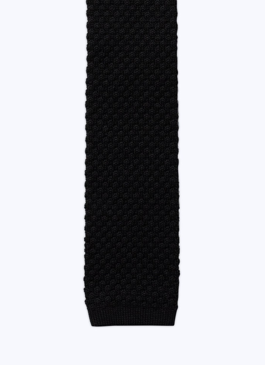 Ties | De Fursac Knitted Wool Tie Black