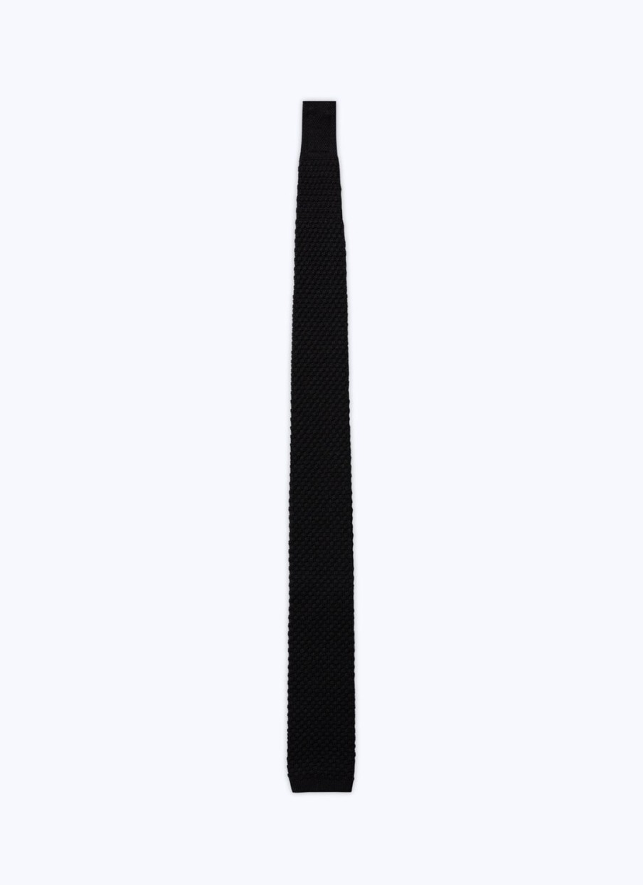 Ties | De Fursac Knitted Wool Tie Black