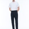 Trousers | De Fursac Cotton Gabardine Pleated Trousers Navy Blue