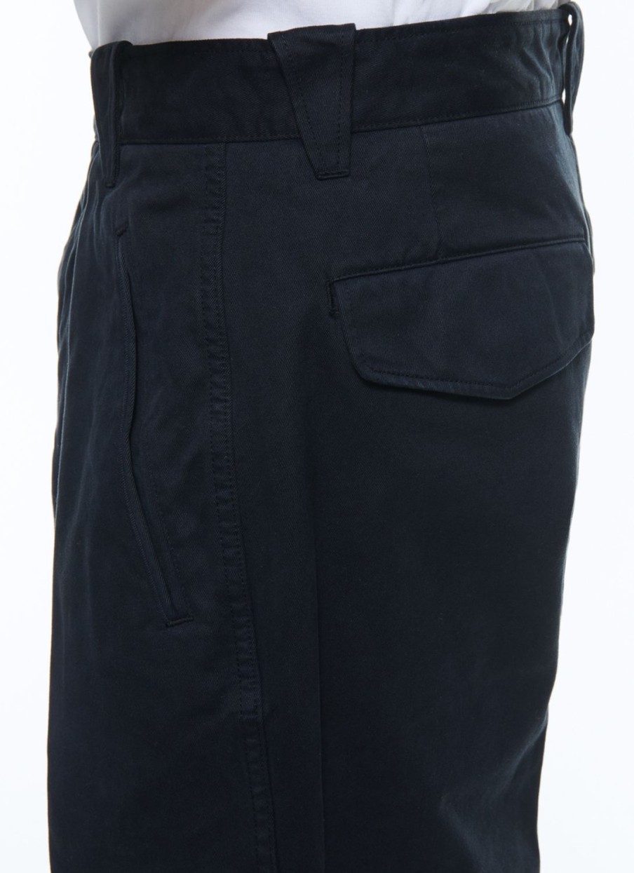 Trousers | De Fursac Cotton Gabardine Pleated Trousers Navy Blue