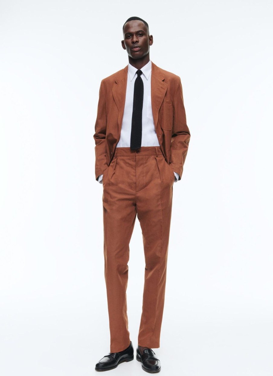 Blazers | De Fursac Linen And Cotton Slack Jacket Camel Brown