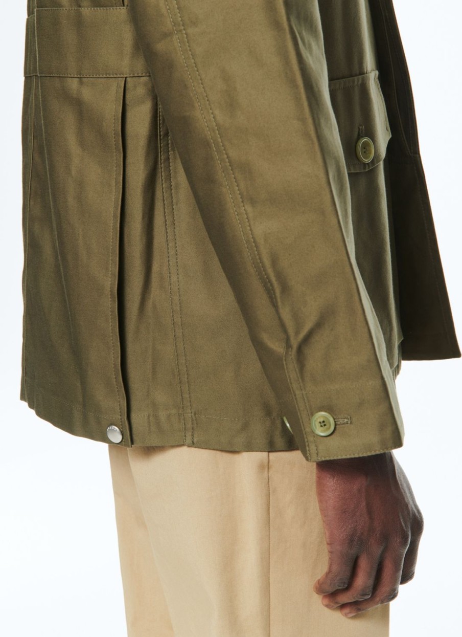 Outerwear | De Fursac Cotton Satin Jacket Olive Green