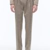 Trousers | De Fursac Wool Straight Trousers With Herringbone String-Like Beige - Herringbone Pattern