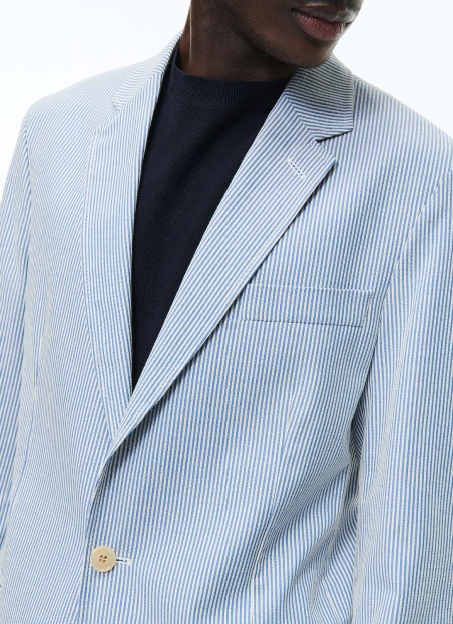 Suits | De Fursac Cotton Canvas Suit With Stripes White And Sky Blue Stripes