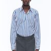 Shirts | De Fursac Striped Shirt With Swallow Collar White - Blue Stripes