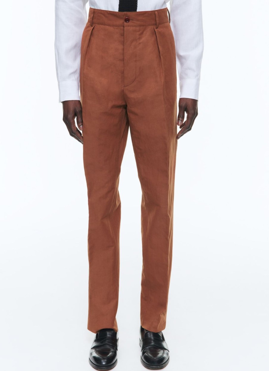 Trousers | De Fursac Linen And Cotton Chino Trousers Camel Brown