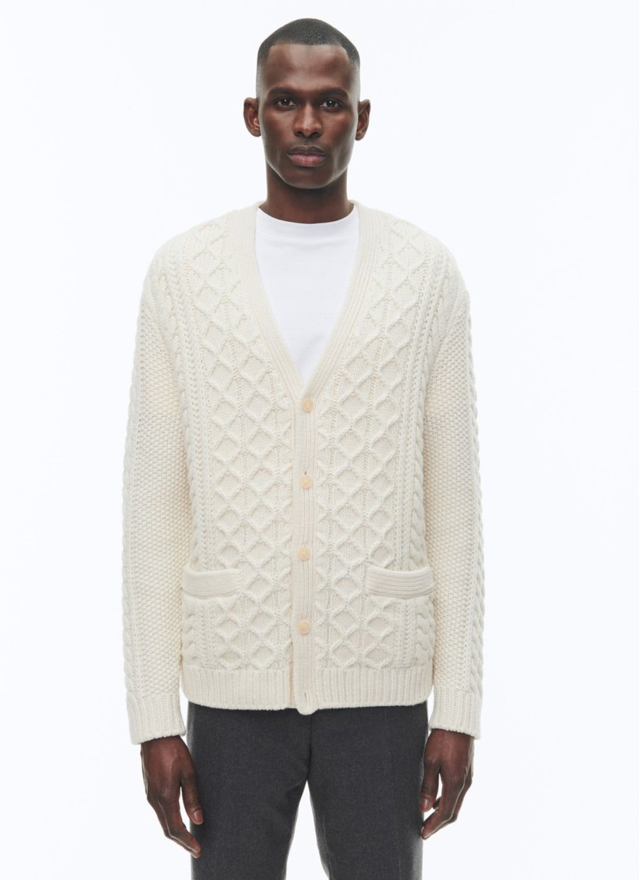 Sweaters | De Fursac Wool Cable-Knit Cardigan Ecru