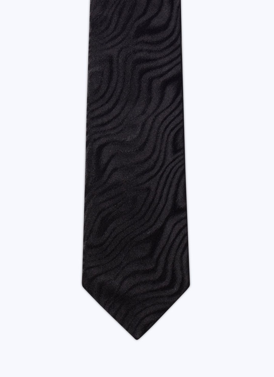 Ties | De Fursac Silk Jacquard Tie Black