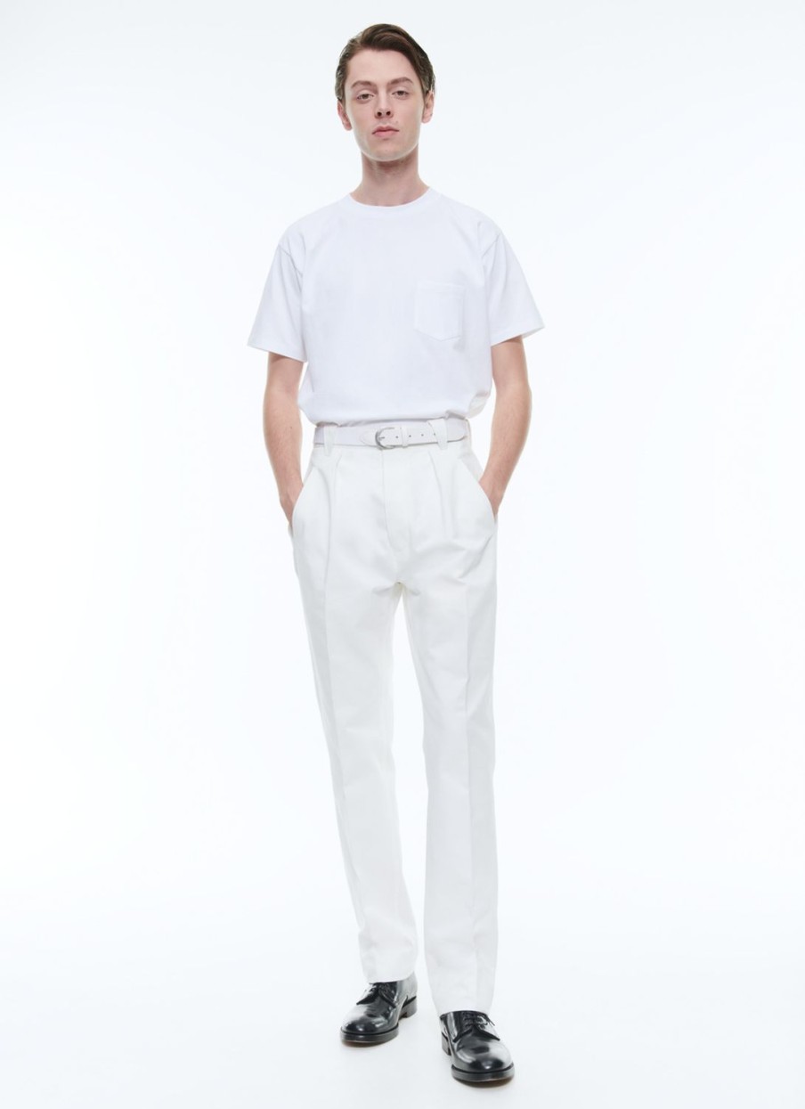 Trousers | De Fursac Cotton Gabardine Pleated Trousers White