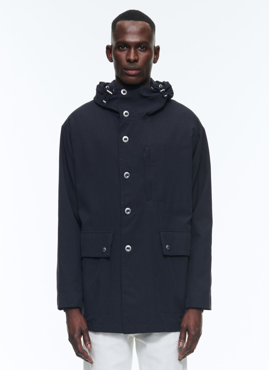 Outerwear | De Fursac Technical Canvas Nautical Parka Navy Blue