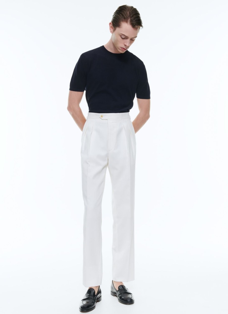 Trousers | De Fursac Wool And Cotton Pleated Trousers Ecru