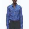 Shirts | De Fursac Cotton Shirt With Swallow Collar Cobalt Blue - White Stripes