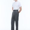 Trousers | De Fursac Wool Twill Striped Pleated Trousers Ash Grey