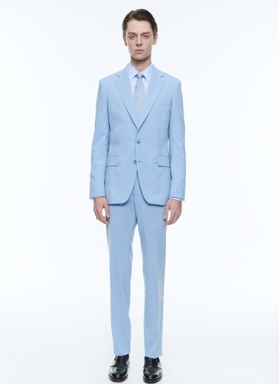 Suits | De Fursac Virgin Wool Canvas Fitted Suit Sky Blue