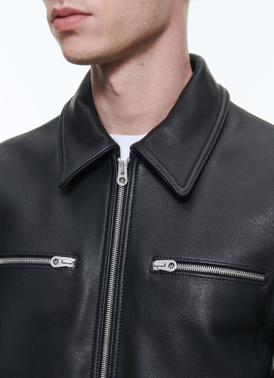 Outerwear | De Fursac Calfskin Leather Jacket Black