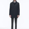 Outerwear | De Fursac Technical Serge Water-Repellent Coat Navy Blue