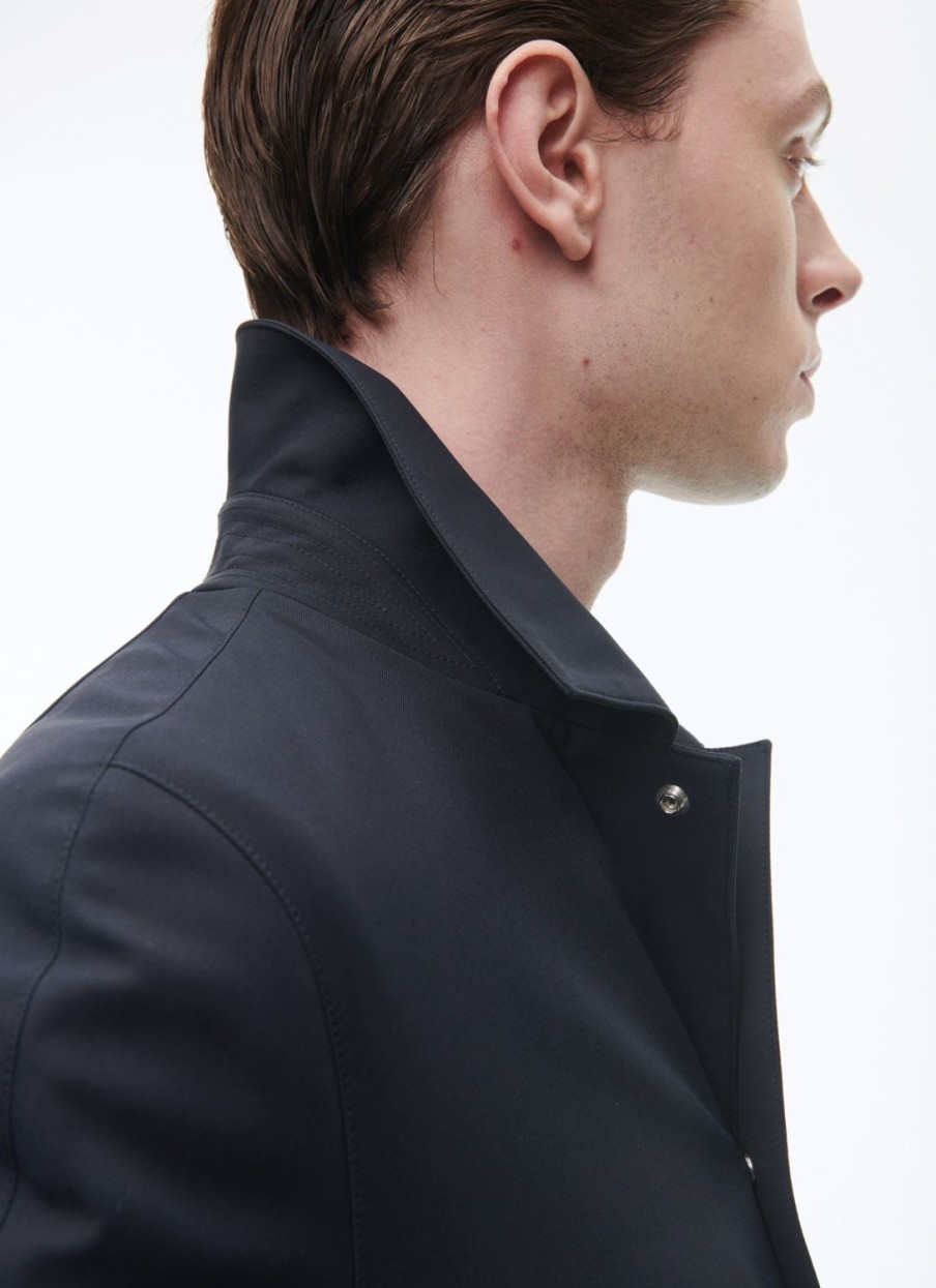 Outerwear | De Fursac Technical Serge Water-Repellent Coat Navy Blue