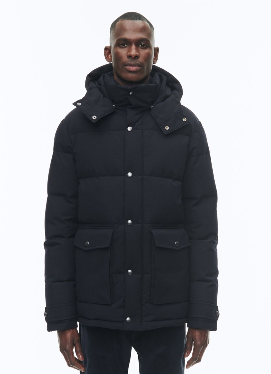 Outerwear | De Fursac Water-Repellent Down Jacket With Hood Navy Blue