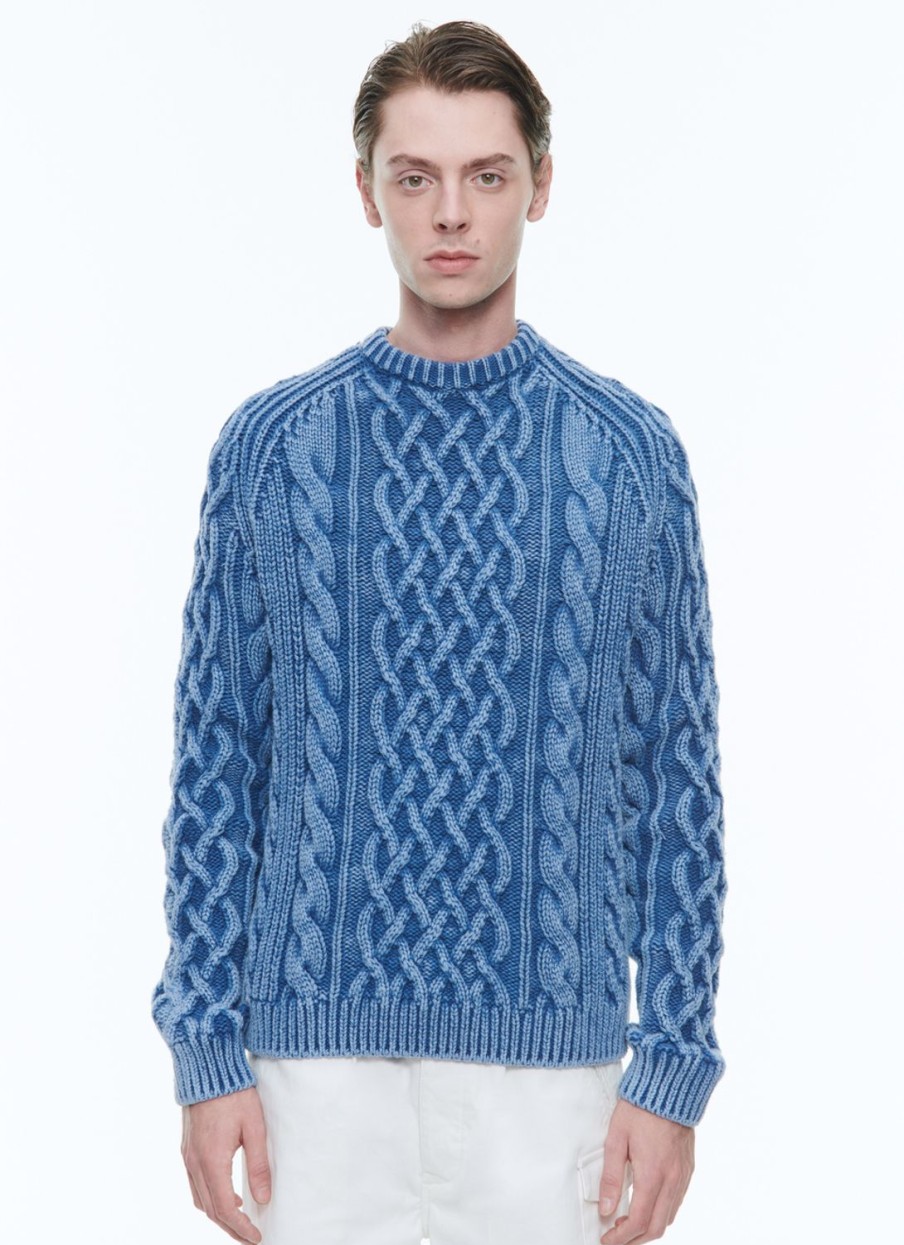 Sweaters | De Fursac Cotton Cable Knit Sweater Blue