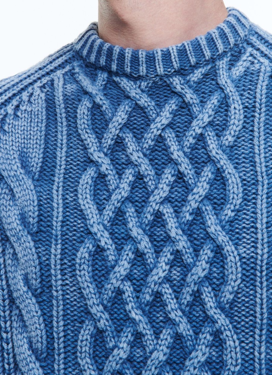 Sweaters | De Fursac Cotton Cable Knit Sweater Blue