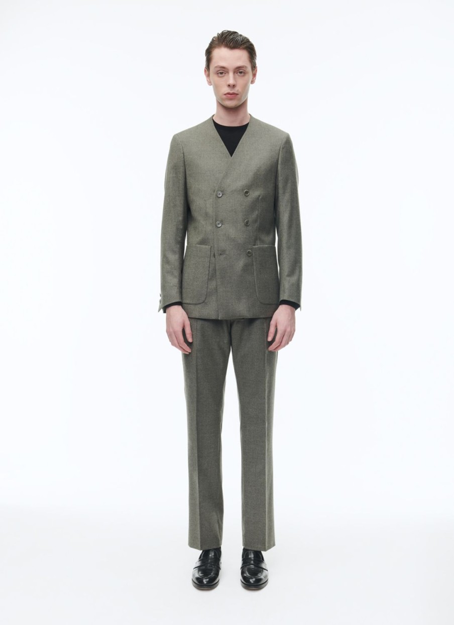 Suits | De Fursac Wool Collarless Double-Breasted Suit Bronze